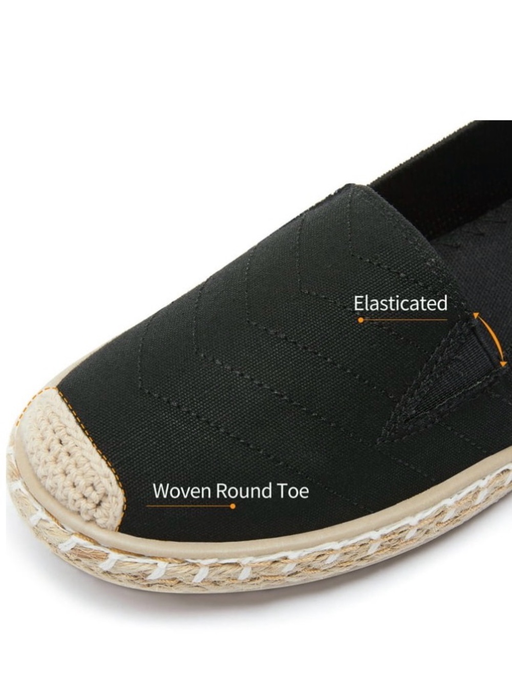 Women’s Black Espadrille Slip-On Shoes - Picture 2 of 6